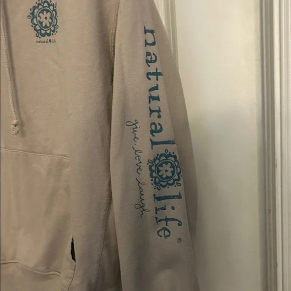 NATURAL LIFE Tan mushroom rainbow  Hoodie with Blue Accents - Picture 5 of 8